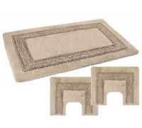 Set Tappeto bagno antiscivolo cotone 3 pezzi Melissa con Passamaneria PHp