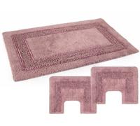 Set Tappeto bagno antiscivolo cotone 3 pezzi Melissa con Passamaneria PHp