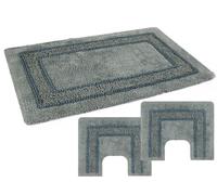 Set Tappeto bagno antiscivolo cotone 3 pezzi Melissa con Passamaneria PHp