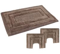 Set Tappeto bagno antiscivolo cotone 3 pezzi Sirio Tinta unita PHp