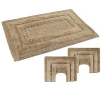 Set Tappeto bagno antiscivolo cotone 3 pezzi Sirio Tinta unita PHp