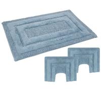 Set Tappeto bagno antiscivolo cotone 3 pezzi Sirio Tinta unita PHp
