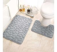 Set Tappeto Bagno Morbido Schiuma Memory Foam Antiscivolo Pietra Texture Fondo G
