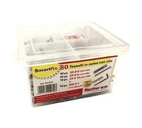 Fischer Kit Smartfix Box, 80 Tasselli Con Vite Con Gancio Per Muro Pieno E Mattone Forato, Trasparente