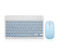 Set tastiera e mouse Bluetooth con tastiera e mouse wireless, ricaricabile, portatile, per Apple iPad, iPhone, iOS 13 e superiori, tablet Samsung, smartphone, Android, Windows (10 pollici, blu)