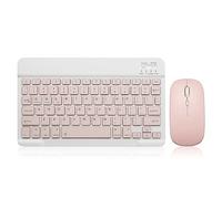 Set tastiera e mouse Bluetooth con tastiera e mouse wireless, ricaricabile, portatile, per Apple iPad, iPhone, iOS 13 e superiori, tablet Samsung, smartphone, Android, Windows (10 pollici, rosa)