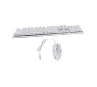 Set Tastiera e Mouse Cablato USB Bianco, 104 Tasti | 4 Tasti Sul Mouse, Design Anti Conflitto, Plastico Resistente per Uso Casa e Ufficio