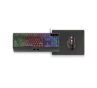 SET TASTIERA E MOUSE DA GAMING MARS GAMING MCP124 3in1 Gaming Combo, ibrido, USB tipo A, Nero