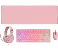 SET TASTIERA E MOUSE DA GAMING MARS GAMING MCPRGB3, Mecha-Membran, USB, Rosa