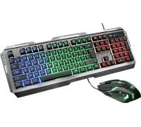 SET TASTIERA E MOUSE DA GAMING TRUST GXT 845 Tural, standard, 2x, Nero