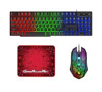 Set tastiera e mouse da gioco e tappetino per mouse, 3 in 1, con retroilluminazione a LED arcobaleno cablata per laptop, PC, Xbox, PS4 e lavoro, nero