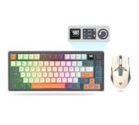 Set tastiera e mouse da gioco wireless al 75%, tastiera meccanica + mouse 3D 1600DPI, batteria 2000 mAh, tastiera retroilluminata RGB con 80 tasti per computer portatile (nero)