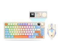 Set tastiera e mouse da gioco wireless al 75%, tastiera meccanica + mouse 3D 1600DPI, batteria 2000 mAh, tastiera retroilluminata RGB con 80 tasti per computer, PC, tastiera da gioco per PC/laptop