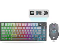 Set tastiera e mouse da gioco wireless al 75%, tastiera meccanica + mouse 3D 1600DPI, batteria da 2000 mAh, tastiera retroilluminata RGB con 80 tasti per computer, PC, tastiera da gioco per PC/laptop