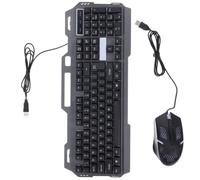 Set Tastiera e Mouse Gaming USB Nero ABS Ergonomico | Design Tasti Sospesi, 26 Tasti senza Conflitto, 12 Tasti Multimediali, Supporto per Telefono