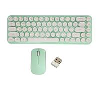 Set tastiera e mouse mini portatile retrò silenzioso 2.4G 68 tasti tastiera e mouse da ufficio (Bianco Verde)