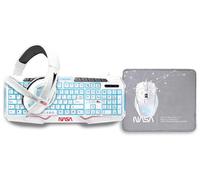SET TASTIERA E MOUSE NASA ANDROMEDA4IN1-W, gomma a cupola, USB, Bianco