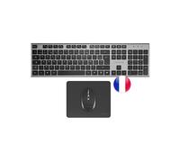 Tacens ZENITH, Combo Wireless 3in1 con Tecnologia DualLink 2.4 GHz, Tastiera a Completo Full-Size con SmartKey Copilot AI, Mouse Ottico 3200 DPI, Tappetino Nanotessile, Lingua Francese, Nero