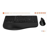 MOBILKTY Lab - Ergo C30W - Tastiera Combo + Mouse Wireless Ergonomico - AZERTY, Poggiapolsi, Disposizione ergonomica, Inclinazione regolabile della tastiera, DPI regolabili - Windows