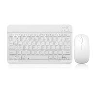 Set tastiera e mouse wireless portatile ricaricabile per Apple iPad iPhone iOS 13 e versioni successive Samsung Tablet Phone Smartphone Android Windows (10 pollici bianco)