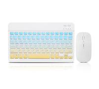 Set tastiera e mouse wireless portatile ricaricabile per Apple iPad iPhone iOS 13 e versioni successive Samsung Tablet Phone Smartphone Android Windows (gradiente blu giallo)