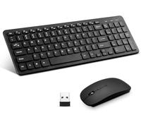 Set tastiera e mouse wireless, set di tastiera e mouse wireless compatto e silenzioso, 2,4 G, design ultra sottile per Windows, computer, desktop, PC, notebook, laptop (nero01)