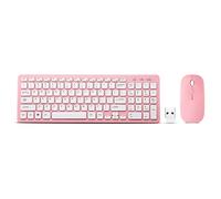 Set tastiera e mouse wireless, set di tastiera e mouse wireless compatto e silenzioso, 2,4 G, design ultra sottile per Windows, computer, desktop, PC, notebook, laptop (rosa)