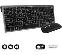SET TASTIERA E MOUSE WIRELESS SUBBLIM SUBKBCOCO020, gomma a cupola, Bluetooth, USB, Grigio/Nero