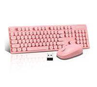 Set tastiera e mouse wireless, tastiera e mouse wireless compatti, 2,4 G, design ultra sottile ed elegante, per Windows, computer, desktop, PC, notebook, laptop, tasti rotondi, rosa