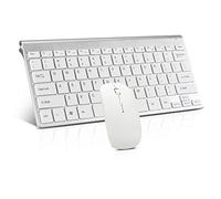 Set tastiera e mouse wireless, tastiera e mouse wireless compatto e silenzioso, 2,4 G, design ultra sottile per Windows, computer, desktop, PC, notebook, laptop (GHKM03 argento bianco)