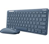 SET TASTIERA E MOUSE WIRELESS TRUST 37307487, cesoie, Bluetooth, USB tipo A, Blu