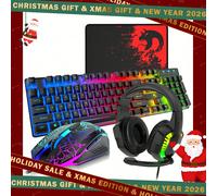 Set tastiera, mouse e cuffie da gioco con cavo ATTACK SHARK*MANNBASNAKE, tastiera con retroilluminazione LED arcobaleno, cuffie con microfono, mouse da gioco con retroilluminazione arcobaleno, tappeti