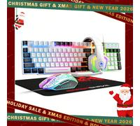 Set tastiera, mouse e cuffie da gioco con cavo ATTACK SHARK*MANNBASNAKE, tastiera retroilluminata a LED arcobaleno, cuffie con microfono, mouse da gioco retroilluminato a arcobaleno, tappetino per mou