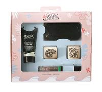 Set tatuaggio temporaneo S - camaleonte e razzo - per bambini e adulti Contenuto: tampone per timbri, colore tatuaggio nero, pennarello verde, 2 pietre per tatuaggi taglia S.