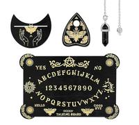 Set Tavola Ouija in Legno, Tavola Divinatoria Metafisica con Planchette, Giuoco della Bottiglia con Lettere Lunas Sole per Adulti