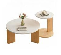 Set Tavolini Da Caffè, Tavolino Rotondo Con Gambe In Legno Massello Ispessito Da 22 Mm E Supporto Triangolare For Soggiorno, Sala Da Tè, Ufficio