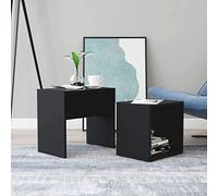 Set Tavolini da Salotto Nero 48x30x45 cm in Legno Multistrato,Tavolino Salotto Impilabile Nero in Legno Multistrato, Set di 2 Tavolini da Caffè Multifunzionali per Piccoli Appartamenti Tavolini da sal