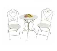 Set Tavolino + 2 Sedie in Metallo Bianco Antico