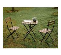 SET BISTROT WOODY TAVOLO E 2 SEDIE IN ACCIAIO CON DOGHE IN LEGNO