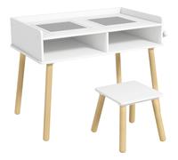 Set Tavolino con Sgabello per Bambini Banchetto con Piano Reversibile e Rotolo di Carta Bianco