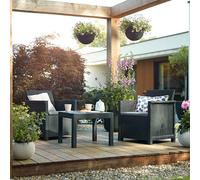 Set Tavolino contenitore 2 Poltrone da Giardino sedie Effetto Rattan graphite