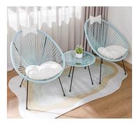 Set tavolino da salotto in rattan con 2 sedie, tre pezzi mobili per il tempo libero per giardino, balcone, caffetteria e tè