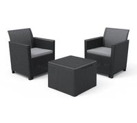 Set Tavolino e 2 Poltrone da Giardino Effetto Rattan Keter Claire Balcony