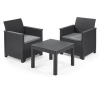 SET TAVOLINO + 2 POLTRONE GIARDINO RATTAN KETER EMMA BALCONY ANTRACITE