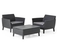 Set Tavolino e 2 Poltrone da Giardino Effetto Rattan Keter Salemo Balcony
