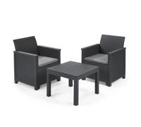 SET TAVOLINO + 2 POLTRONE GIARDINO RATTAN KETER EMMA BALCONY ANTRACITE
