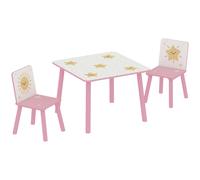 Set Tavolino e 2 Sedie per Bambini 3-8 Anni in MDF Fantasia con Animali Rosa