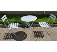Set Tavolino e 2 Sedie Pieghevoli da Giardino in Acciaio Bauer Giotto Bianco