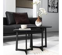 Set tavolino HOMCOM-MDF, Acciaio-Ø 48x45H cm-Nero