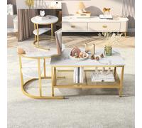 Set tavolino moderno, tavolini rotondi rettangolari, struttura in metallo MDF marmo, tavolo da tè per balcone soggiorno